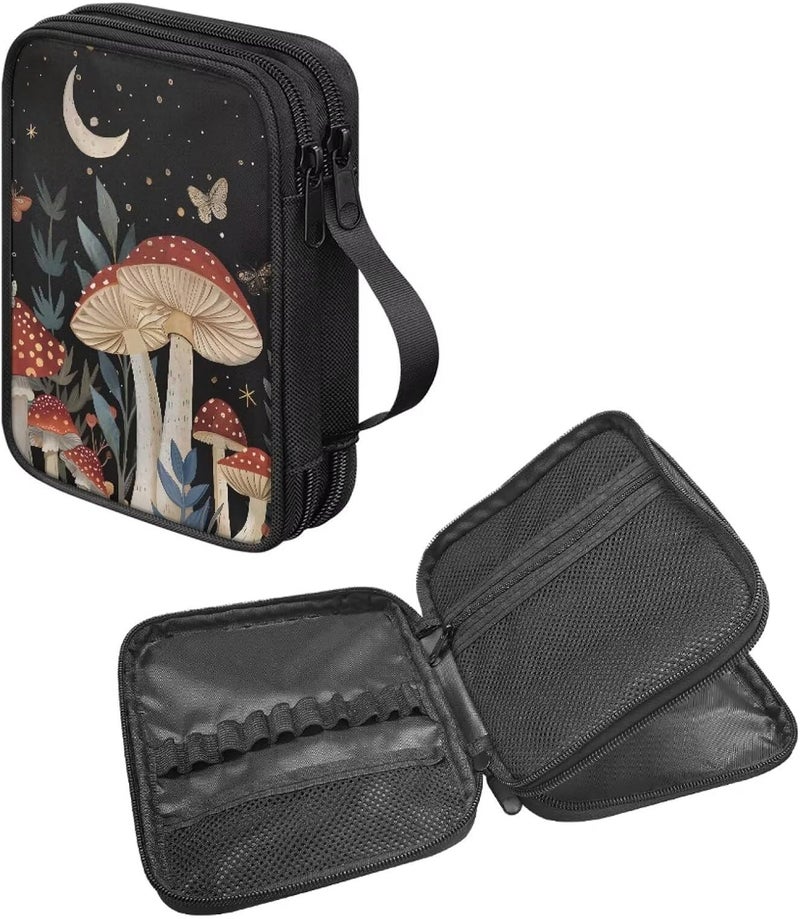 Vanideaoty Store Moon Mushroom Crochet Storage Organizer with Handle Web Pockets Crochet Hook Case Breathable and Hand Washable - Image 5